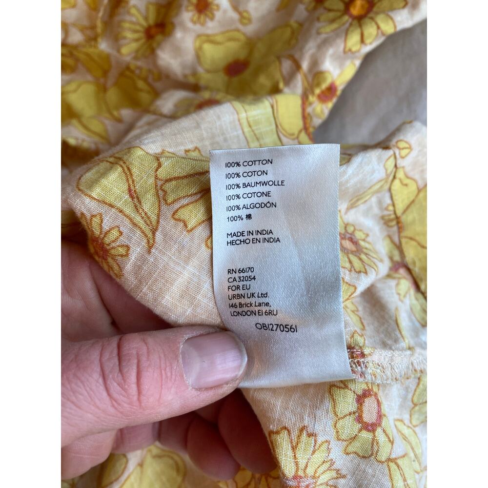 Free People Miss Daisy Printed Top Ivory yellow small Womens shirt top Flowy - Picture 7 of 7